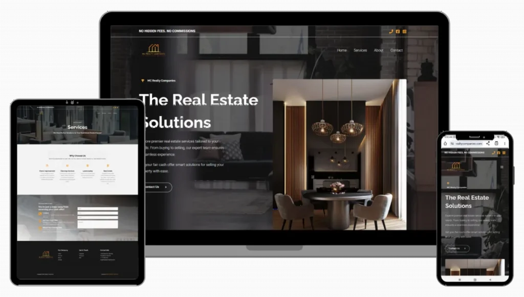 MC Realty Companies website on desktop, tablet and phone