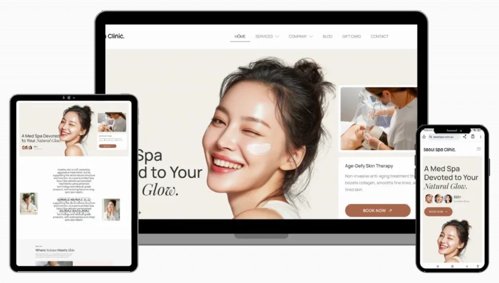 Seoul Spa Clinic website on desktop, tablet and phone